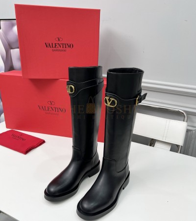 VALENTINO ROCKSTUD ANKLE BOOTS BLACK LEATHER STUDDED HEEL 35-40 - Women US 5= EU 35= 22.5 cm= UK3