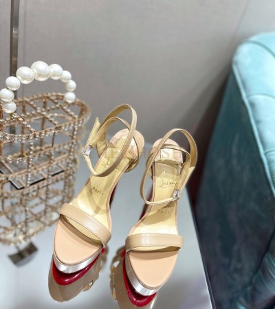 CHRISTIAN LOUBOUTIN CL BLACK LOUBI QUEEN ALTA SANDALS 150MM MASTER QUALITY - Women US 5= EU 35= 22.5 cm= UK3