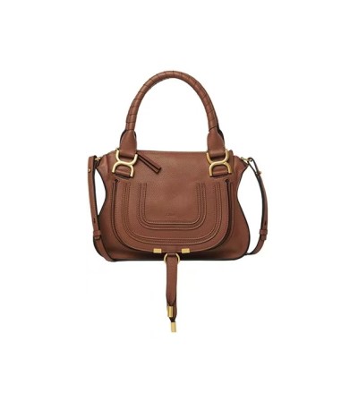 CHLOE MARCIE SMALL DOUBLE CARRY BAG IN BROWN GRAINED LEATHER MASTER QUALITY